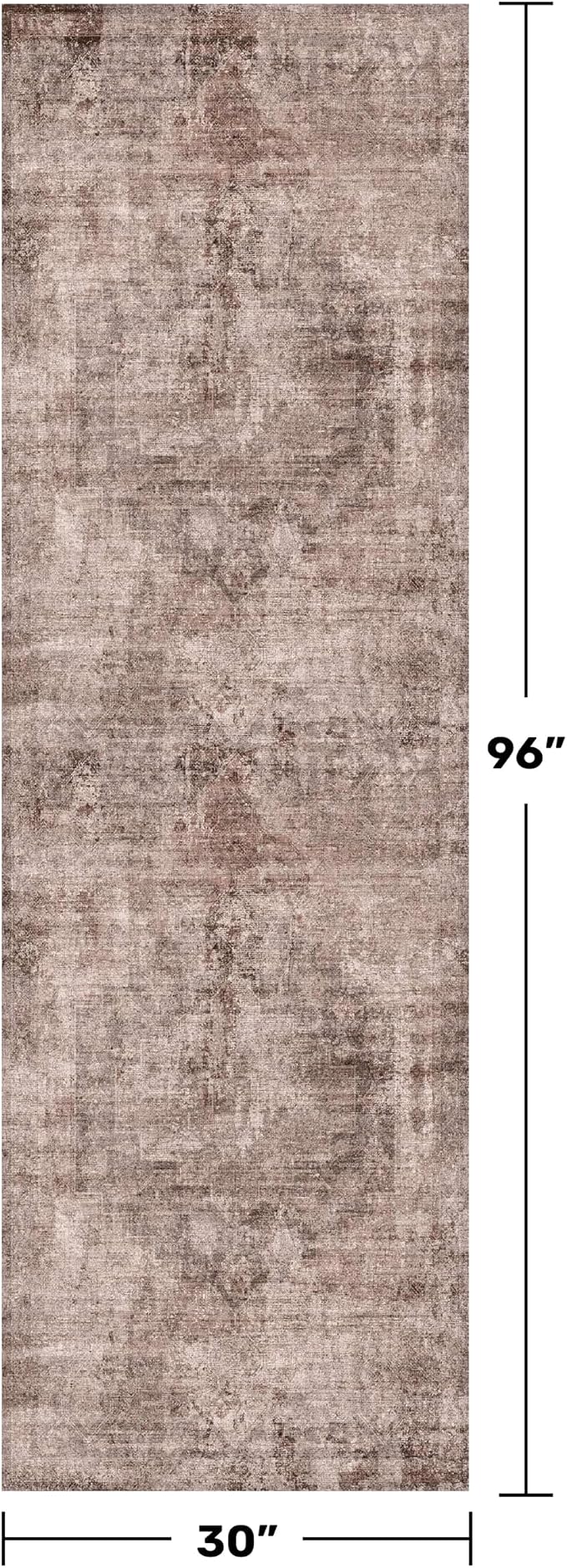 2'6" x 8' Washable Red Brown Hallway Runner Rug, Non-Slip Low-Pile
