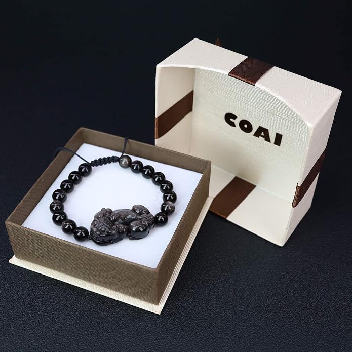 COAI Chinese Feng Shui Pixiu Piyao Stone Tiger Eye/Obsidian/Aventurine Bracelet