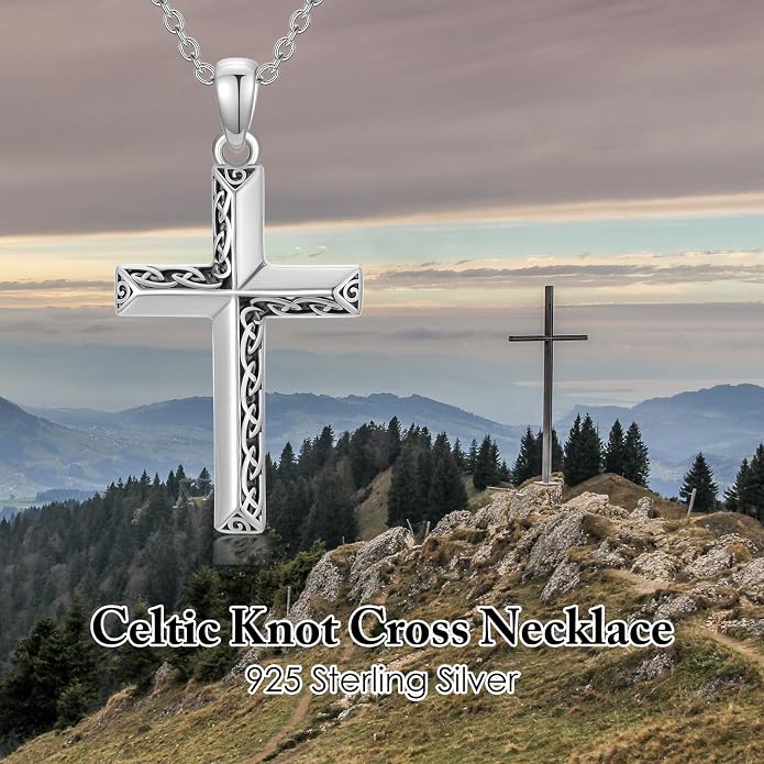 Cross Necklace for Women 925 Sterling Silver Crucifix Pendant Christian Cross Jewelry for Women Men