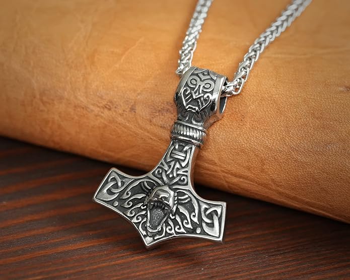 Baldur Jewelry - Thors Hammer Necklace Pendant Mjölnir - Viking Norse Thor Hammer Pendant Viking Jewelry - Thor Necklace - Thor Gifts for Men - Viking Necklace for Men