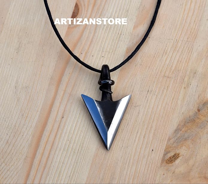 ARTIZANSTORE Forged Steel Trueshot Viking Arrowhead Pendant – Norse Warrior Necklace with Jewelry Cord