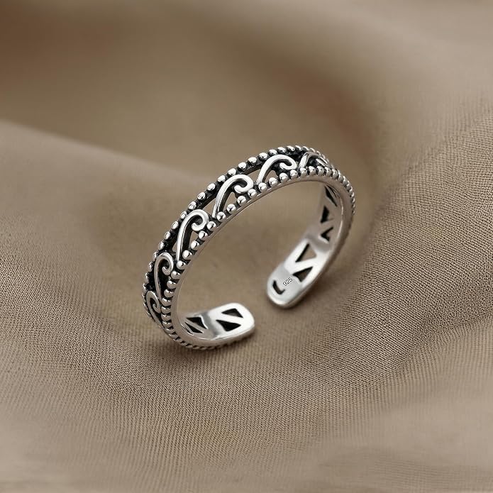 Charmsy 925 Sterling Silver Toe Rings for Women | Minimalist Open Adjustable Toe-Rings Band | Women's Cuff Toe Ring Summer Beach Foot Jewelry