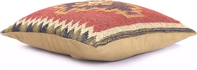 Chouhan Rugs 4 PCS Set of Hand Woven Jute Kilim Cushion Cover Indian Vintage Pillows 18X18 Rug Boho Shams (Pattern 2)