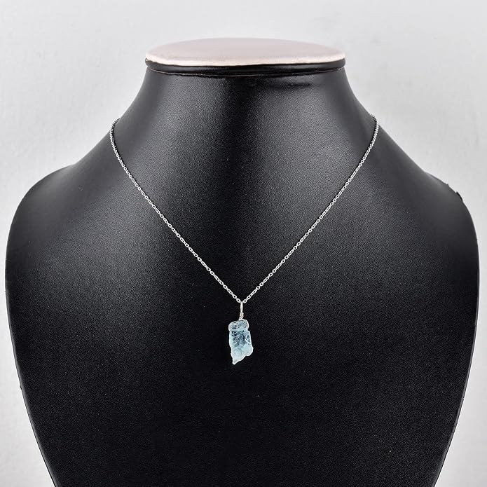Raw Multi Gemstone Pendant Necklace for Women, Healing Crystal Chakra Stone Birthstone, 925 Sterling Silver Birthday Christmas Gifts for Her