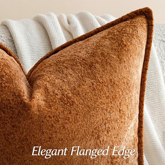 a moment Throw Pillow Covers 20X20 Inch 4 Packs,Soft Velvet Decorative Pillow Cases with 3D Ice Flower,Texture Modern Accent Cushion Covers for Sofa Couch Home Decor Maple Dusk