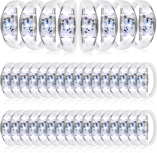 JellyArch 40 Pcs White LED Glow Bracelets, Sound Activated LED Bracelets for Wedding Reception Party Favors, Bridal Shower, Bachelorette Party, Rave, Concert, Birthday and Night Events