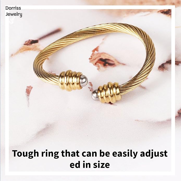Dorriss Cable Rings Vintage Twisted Open Ring for Women Adjustable Designer Fashion Brand Stainless Steel Jewelry with Gift Box
