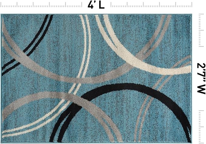 Rugshop Wavy Circles Modern Accent Fade-Resistant Area Rug Blue 2'7" x 4'