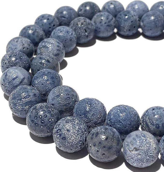 ABCGEMS Essential-Oil-Diffuser Indonesian Denim-Blue Sponge Coral Beads (Non Waxed, Non Polished) Natural, Organic, DIY Jewelry Making, Round 12mm