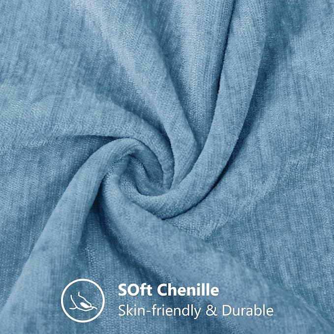 decorUhome Soft Chenille Grey Blue Throw Pillow Covers 26X26 Set of 2 | Decorative Fall Couch Pillow Covers Solid Dyed Accent Modern Euro Sham Farmhouse Neutral Square Pillow Cases for Sofa
