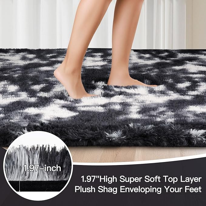 Sour Lemon 6x9 Area Rugs for Bedroom Living Room, Large Fluffy Shag Beige | Shaggy Carpet, Soft Plush Furry Bedside Rugs, Anti Slip, Washable Area Modern Rugs Floor Mat for Kids Girls Boys Living Room