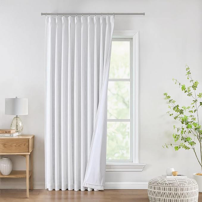 WEST LAKE Extra Long Bailey Pinch Pleated Full Blackout Curtains 102 Inches Length,White Light Blocking Drapes for Bedroom Living Room,Modern Thermal Insulating Window Treatment,60" Wx102 L,1 Panel