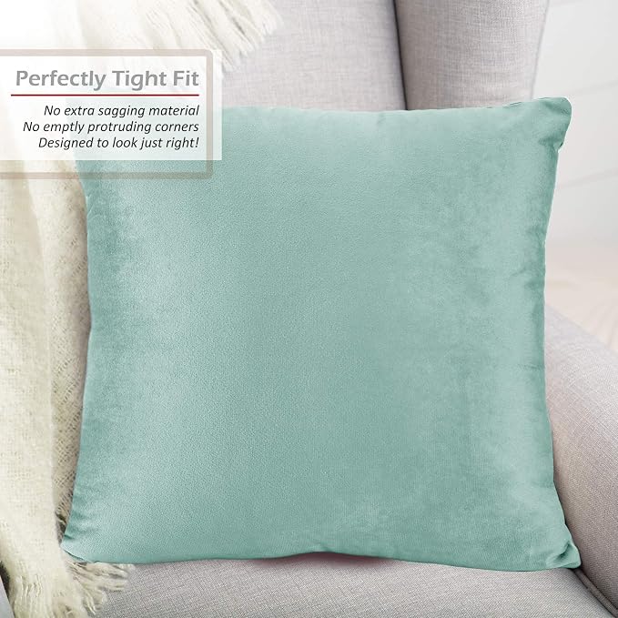 Nestl Throw Euro Pillow Covers, Cozy Velvet Decorative Pillow Covers 26 x 26 Inches, Soft Solid Couch Pillow Case for Sofa, Bed and Car, Set of 2 - Aqua Light Blue