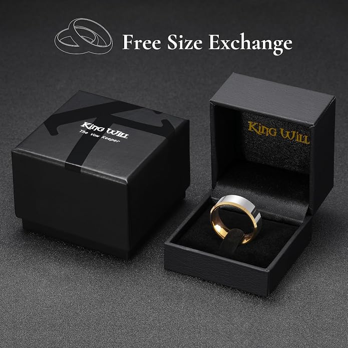 King Will BASIC Men Women 4mm/5mm/6mm/7mm/8mm Titanium Rings Polished Wedding Band Engagement Anniversary Band Comfort Fit