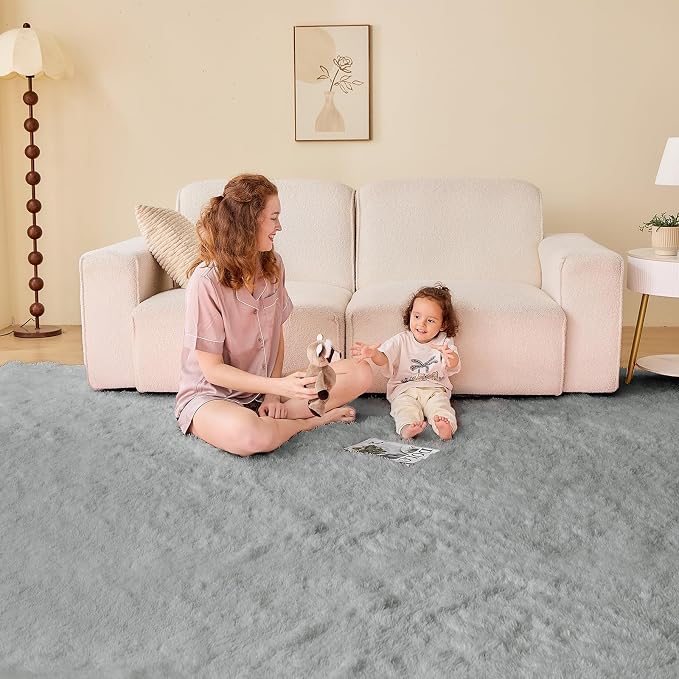 OPPODREAM 4x6 Light Grey Rugs for Bedroom, Ultra-Soft Fluffy Area Rugs for Living Room, 4 x 6 Shag Carpet for Nursery, Kids, Girl, Boy, Baby, Plush, Fuzzy, Shaggy, Cute Home Decor