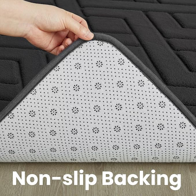 Macgace Ultra Soft Dark Grey Area Rug for Bedroom, 4x6 Modern Geometric Shag Rugs with Nonslip Backing for Living Room, Washable Fuzzy Carpet for Cozy Kids Room