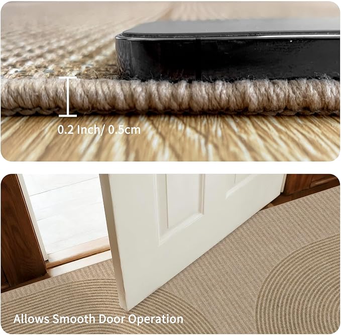 Non-Slip Jute Rug for Entryway: 3x3 Outdoor Mat - Geometric Arch Pattern | Safe Walking for Family All Day and Help with Cutting Slip Falls by 70%