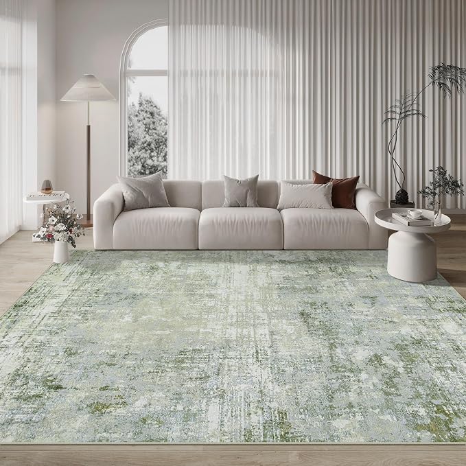 8x10 Area Rugs for Living Room Rug Washable: Modern Large Rug for Dining Room Bedroom Carpet Non Slip 8 by 10 Indoor Abstract Nursery Home Office Green