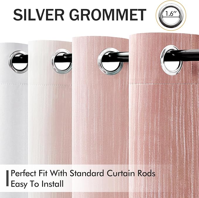 MIULEE Pink and Greyish White Ombre Blackout Curtains, Full Room Darkening Thermal Insulated 72 Inches Long Drapes for Bedroom/Living Room Grommet Window Treatments Modern 52Wx72L, Set of 2