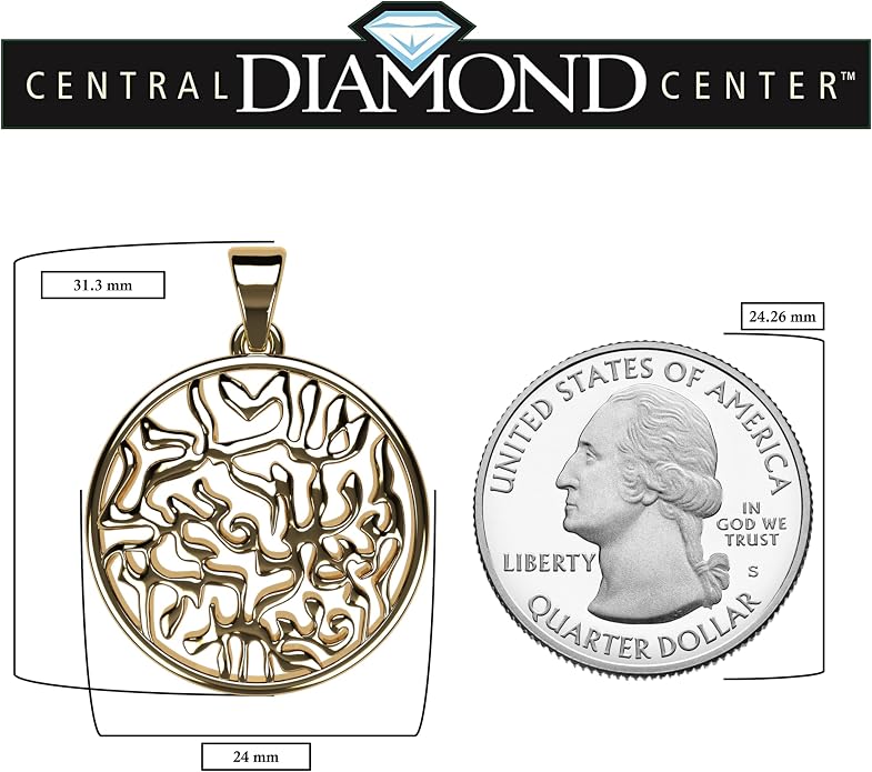 Central Diamond Center Shema Israel Full Hebrew Prayer Pendant Necklace in Solid Sterling Silver