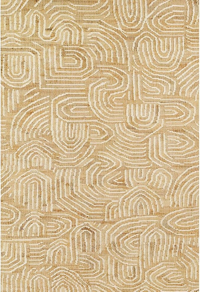 Tempaper Swell Natural and Cream Handwoven Jute and Wool Area Rug, 8' x 10'