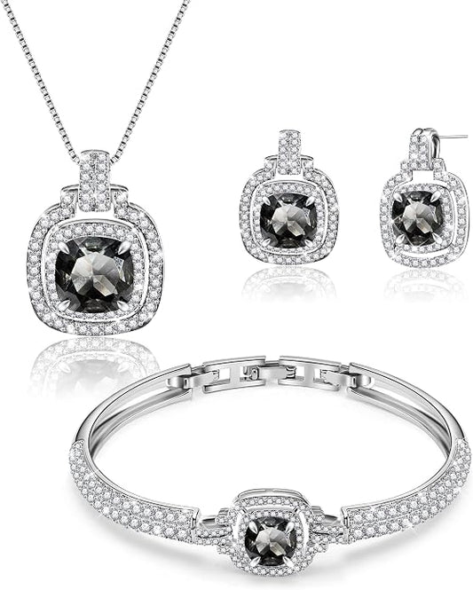 Celestial Whispers Crystal Jewelry Sets For Women Bracelet Necklace and Earrings Sets Idea Gift for Wife Girlfriend or Mothers