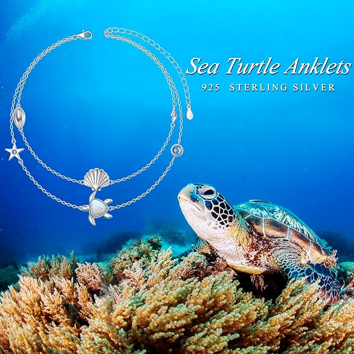 Anklets for Women 925 Sterling Silver Blue Evil Eye Infinity Butterfly Adjustable Multilayer Layered Summer Beach Ankle Bracelet Foot Chain Jewelry for Women