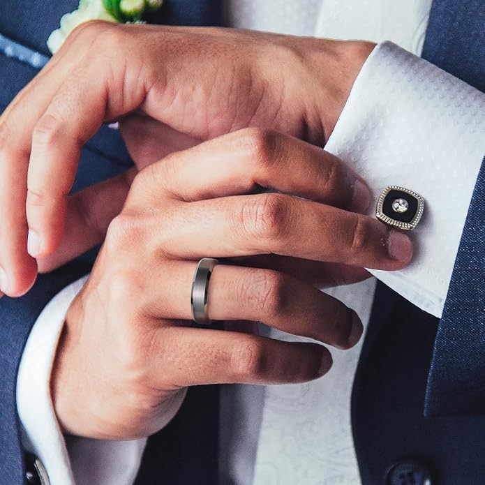 King Will Tungsten Men's Wedding Ring - Available in 6mm to 10mm, Black/Silver, Matte Finish, Beveled Polished Edge, Comfort Fit