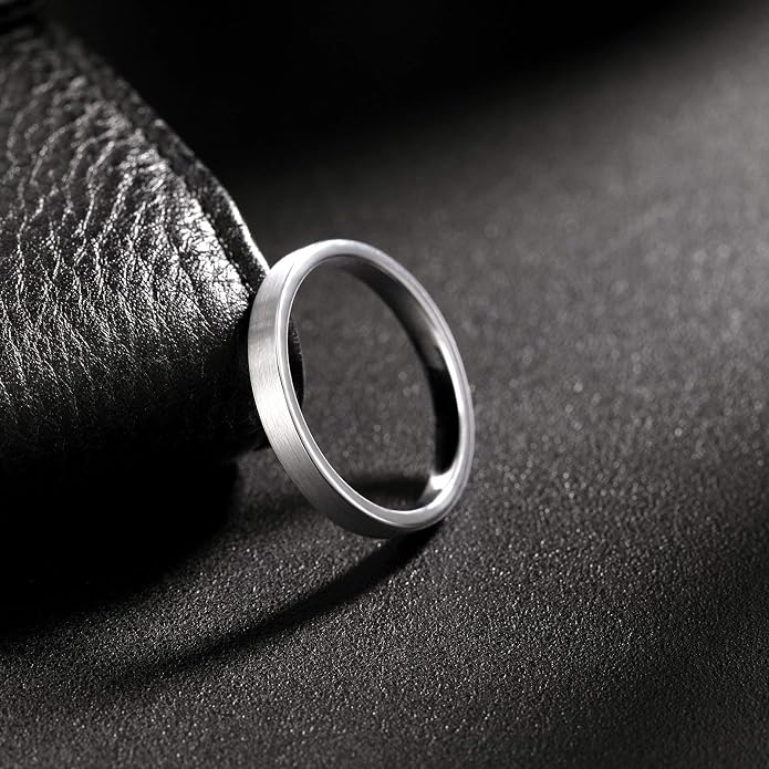Frank S.Burton 3mm 4mm 6mm 8mm Black/Silver/Rose Gold Tungsten Rings for Women Men Wedding Band Engagement Ring Comfort Fit Beveled Edges Size 4-15