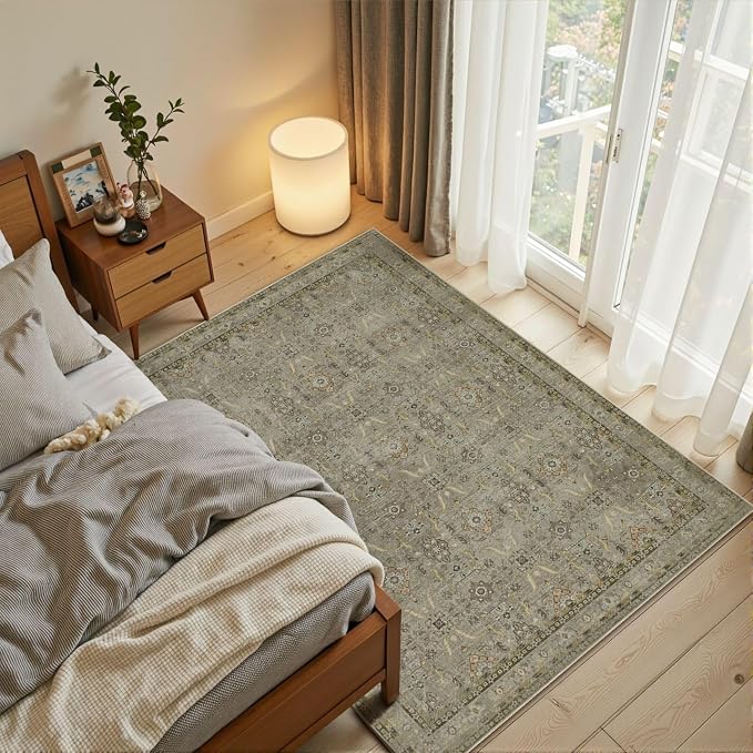 Rugxara 3x5 Rug for Entryway Bedroom Washable Area Rugs Carpet, Olive Brown