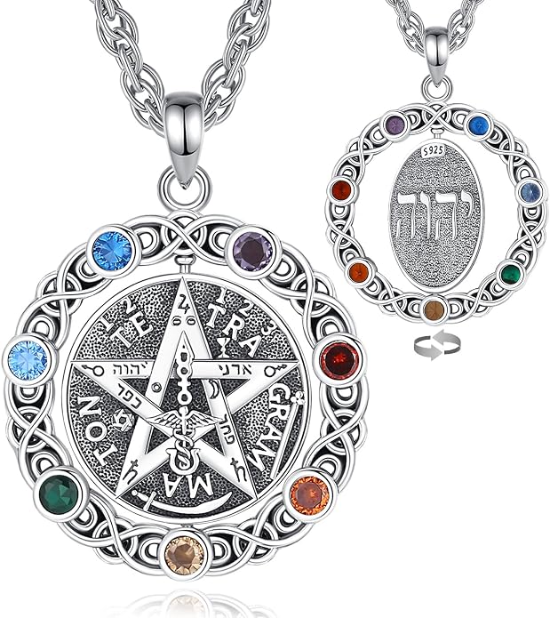 AEONSLOVE Tetragrammaton De Plata 925 Sterling Silver Tetragrammaton Necklace/Metatron Cube Pendant Amuleto De Proteccion Gifts for Women Men