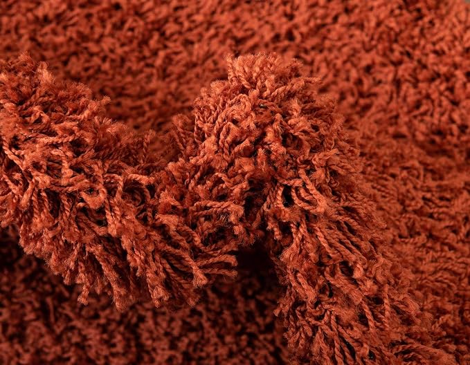 Unique Loom Solid Shag Collection Area Rug (5' 1" x 8' Oval, Terracotta)