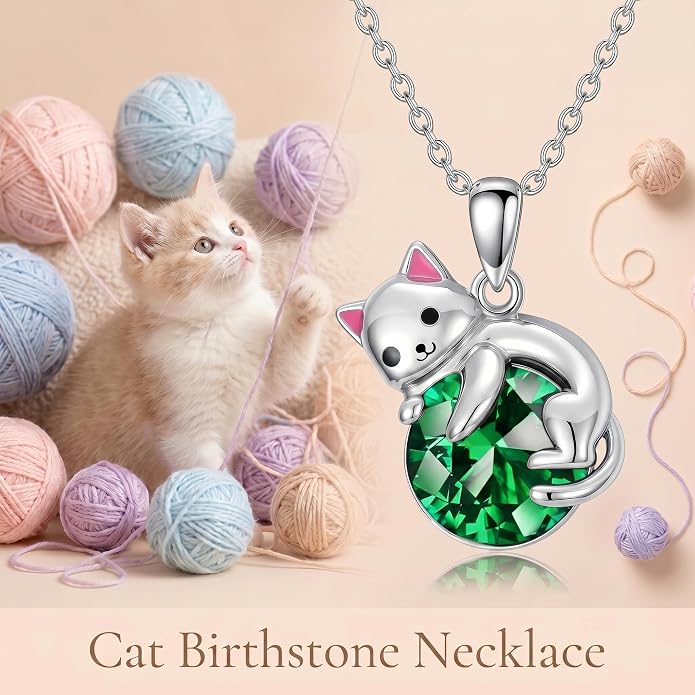 PELOVNY Teddy Bear Necklace for Women 925 Sterling Silver Bear/Highland Cow/Fox/Cat/Axolotl Birthstone Necklace Christmas Birthday Jewelry Gifts for Mom Daughter Wife Sister