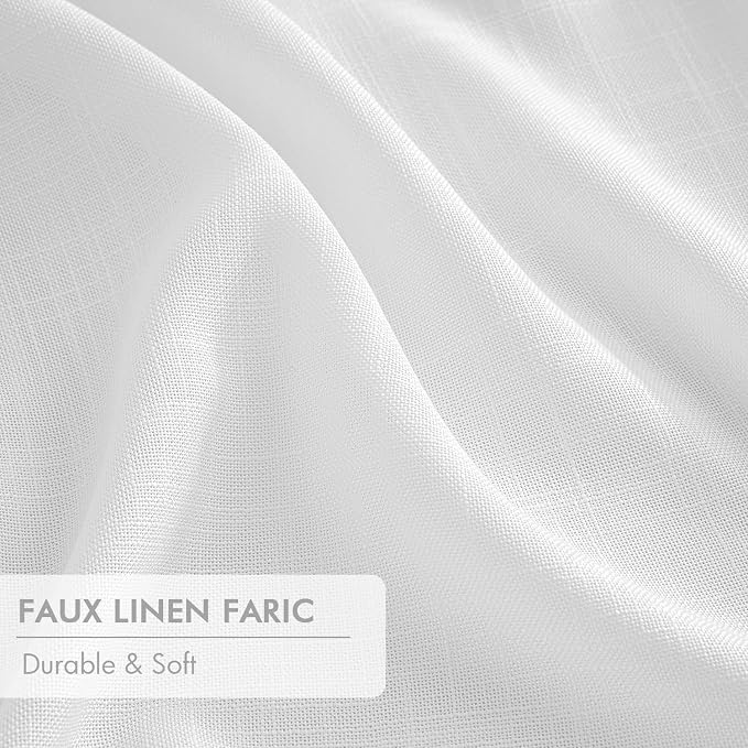 MIULEE White Pinch Pleated 100% Blackout Linen Curtains 90 Inch Length 2 Panels Set, Black Out Memory Trained Pleat Curtains Light Blocking Room Darkening Drapes for Bedroom Living Room Window