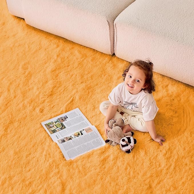 OPPODREAM 4x6 Orange Rugs for Bedroom, Ultra-Soft Fluffy Area Rugs for Living Room, 4 x 6 Shag Carpet for Nursery, Kids, Girl, Boy, Baby, Plush, Fuzzy, Shaggy, Cute Home Decor