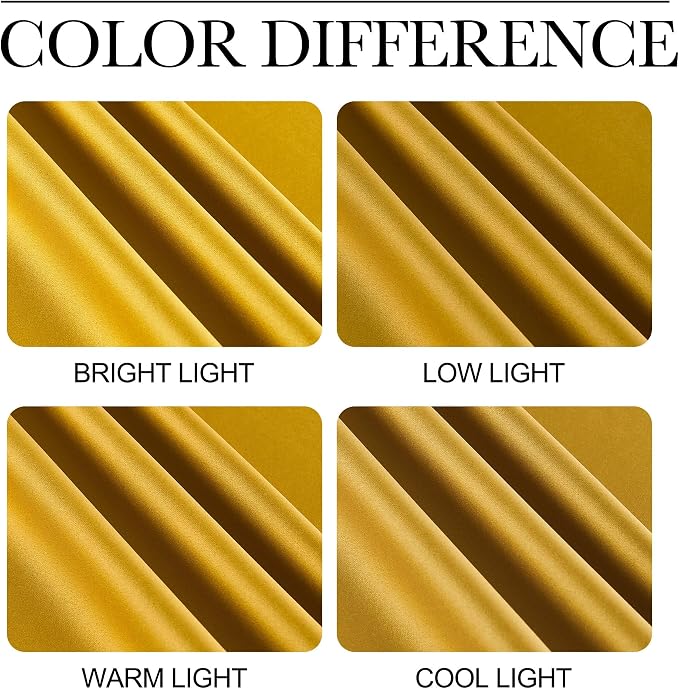NICETOWN Gold Blackout Cafe Faux Silk Curtains for Small Windows, 42" Wide by 63" Long, 2 Panels, Grommet Privacy Blackout Satin Drapes for Home Decoration