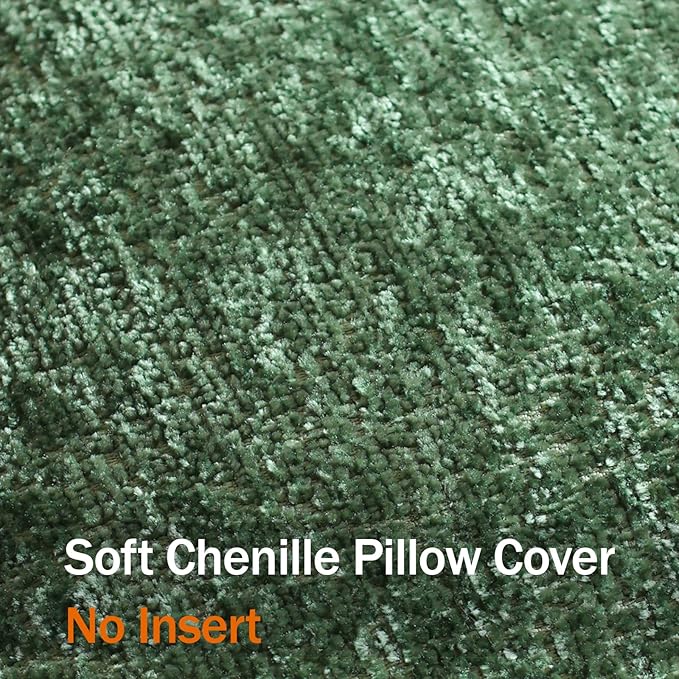 DEZENE Pack of 2 Forest Green Christmas Decorative Throw Pillow Covers 24x24 Cozy Soft Chenille Accent Vintage Square Couch Pillow Covers for Home Decor Bed Sofa Living Room