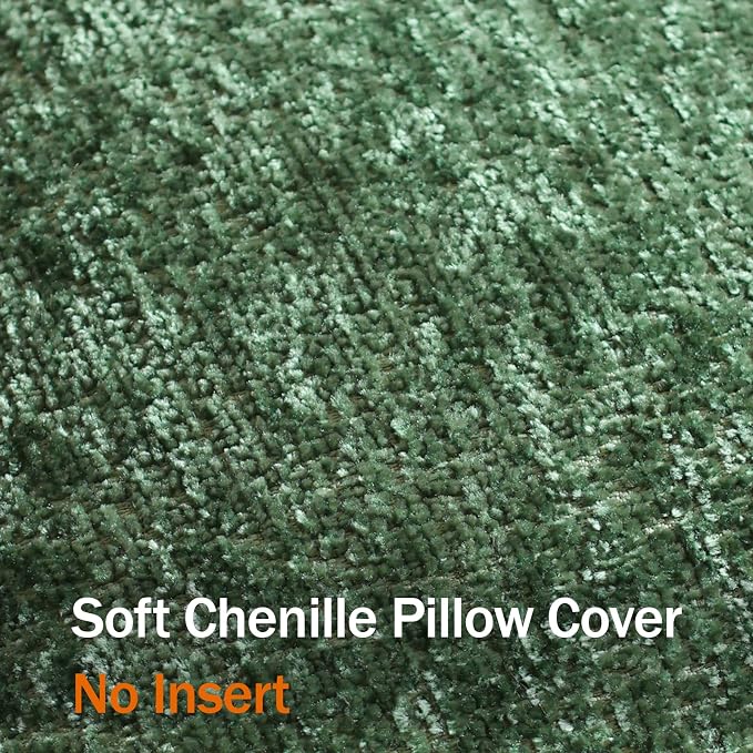DEZENE Pack of 2 Forest Green Christmas Decorative Throw Pillow Covers 22x22 Cozy Soft Chenille Accent Vintage Square Couch Pillow Covers for Home Decor Bed Sofa Living Room