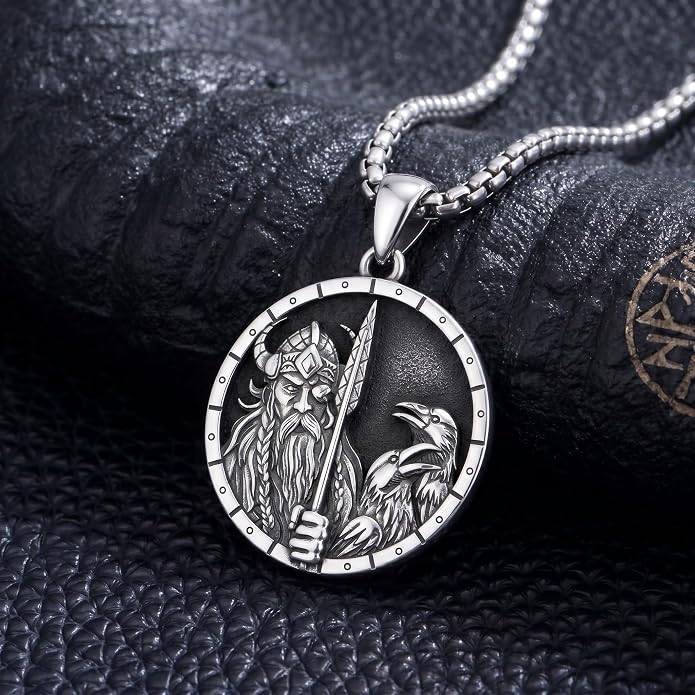 Viking Necklace for Men 925 Sterling Silver Norse Viking Pendant Norse Jewelry for Dad Husband, w/Stainless Steel Chain 22"+2"