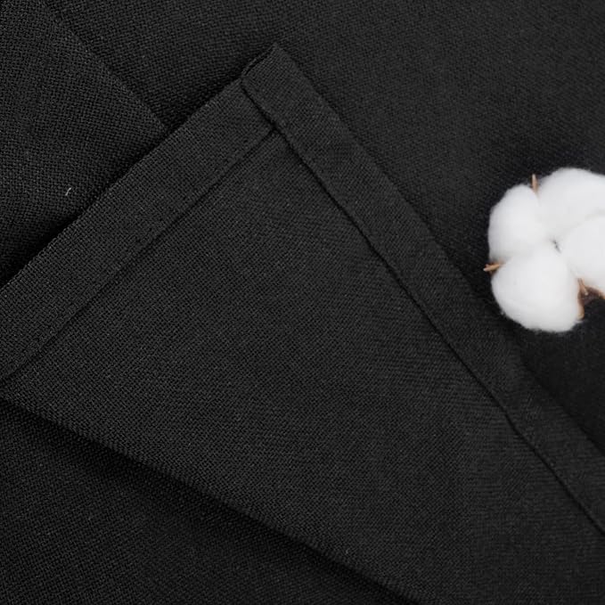 YoungsTex Black Linen Semi Sheer Curtains 63 Inch Length 2 Panels | Bronze Grommet Drapes Light Filtering for Bedroom Living Room Gothic Decorative, 52 X 63 Inch