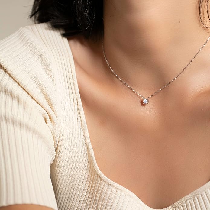 S.Leaf 18K Gold Plated Cubic Zirconia Choker Necklace for Women 925 Sterling Silver Layered Coin Moon Star Heart Circle Crystal Lariat Pendant Necklaces Gifts for Women Trendy