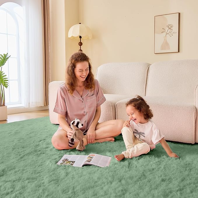 OPPODREAM 4x6 Sage Green Rugs for Bedroom, Ultra-Soft Fluffy Area Rugs for Living Room, 4 x 6 Shag Carpet for Nursery, Kids, Girl, Boy, Baby, Plush, Fuzzy, Shaggy, Mint Green Cute Home Decor
