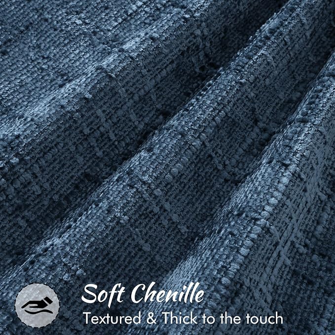 decorUhome Chenille Decorative Throw Pillow Covers 22x22 Set of 2,Navy | Soft Texture, Slubby Modern Design, Flange Edges, Cozy Accent Pillow Covers for Couch, Sofa, Bed, Living Room