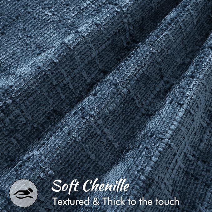 decorUhome Chenille Decorative Throw Pillow Covers 26x26 Set of 2,Navy | Soft Texture, Slubby Modern Design, Flange Edges, Cozy Accent Pillow Covers for Couch, Sofa, Bed, Living Room