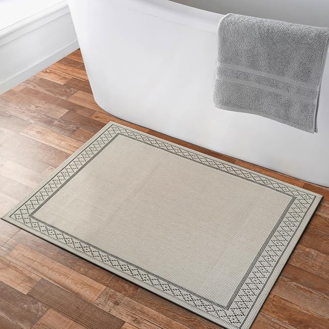 Luul Home Easy Jute Rugs 2x3 Frame Bone Color Living Room Indoor Outdoor Door Mat for Patio and Kitchen Rug High Traffic Washable Easy to Clean Solid Boho Woven Design Carpet (2 x 3)