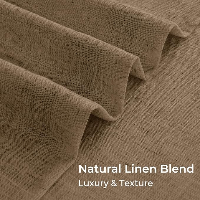 CAPALOCA Cocoa Brown Linen Pinch Pleated Curtains Blackout, 100% Black Out Curtains 84 inch Long for Bedroom, Blackout Thermal Insulated Pinch Pleated Drapes for Living Room, 40" W x 84" L, 2 Panels