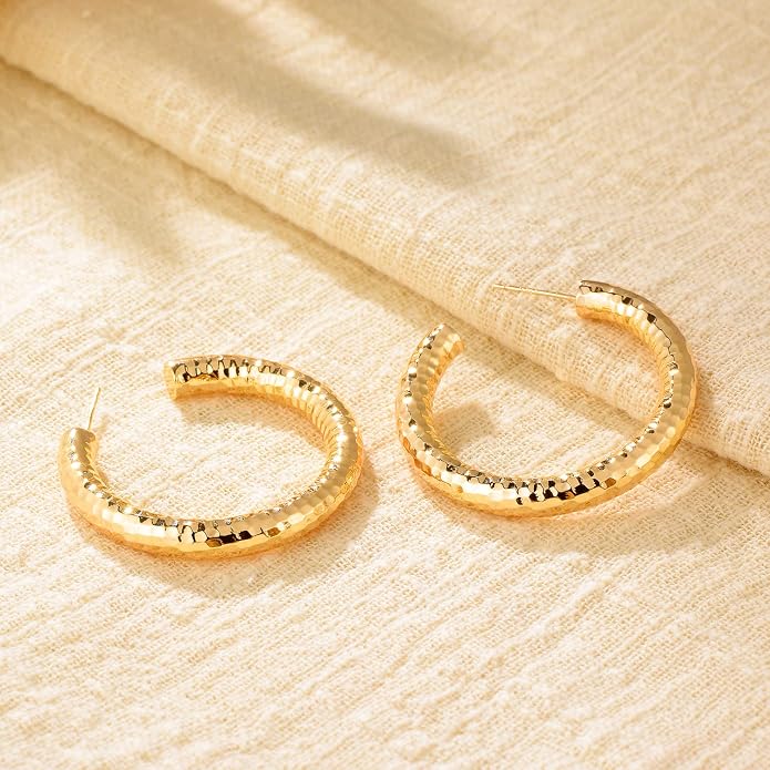 MYEARS Women Hoop Earrings Gold 14K Gold Filled Small Simple Handmade Hypoallergenic Everyday Illusion Jewelry