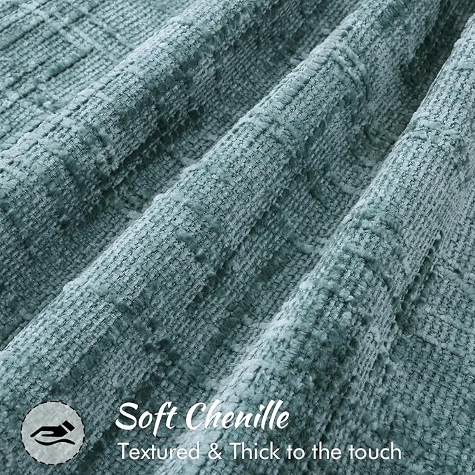 decorUhome Chenille Decorative Throw Pillow Covers 20x20 Set of 2,Teal | Soft Texture, Slubby Modern Design, Flange Edges, Cozy Accent Pillow Covers for Couch, Sofa, Bed, Living Room