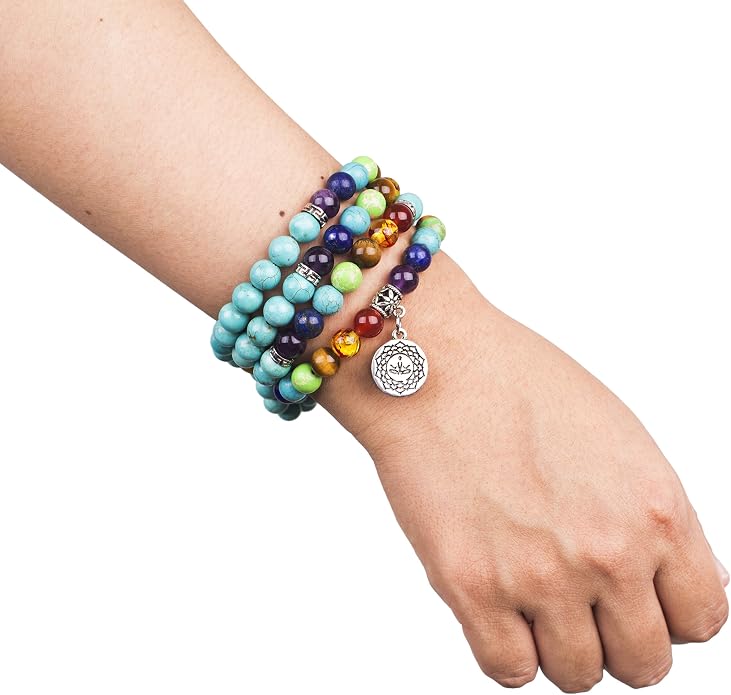108 Mala Beads Necklace 7 Chakra Tree of Life Pendant Prayer Buddha Bracelets Healing Stone Yoga Men Women Jewelry