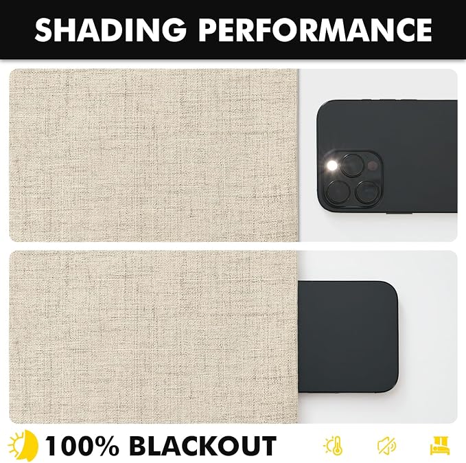 MIULEE 100% Blackout Linen Curtains 42 x 72 Inch Cobblestone 2 Panels | Thermal Insulated, Room Darkening Drapes for Bedroom Living Room, Back Tab Rod Pocket Pinch Pleated, Solid Luxury Decor